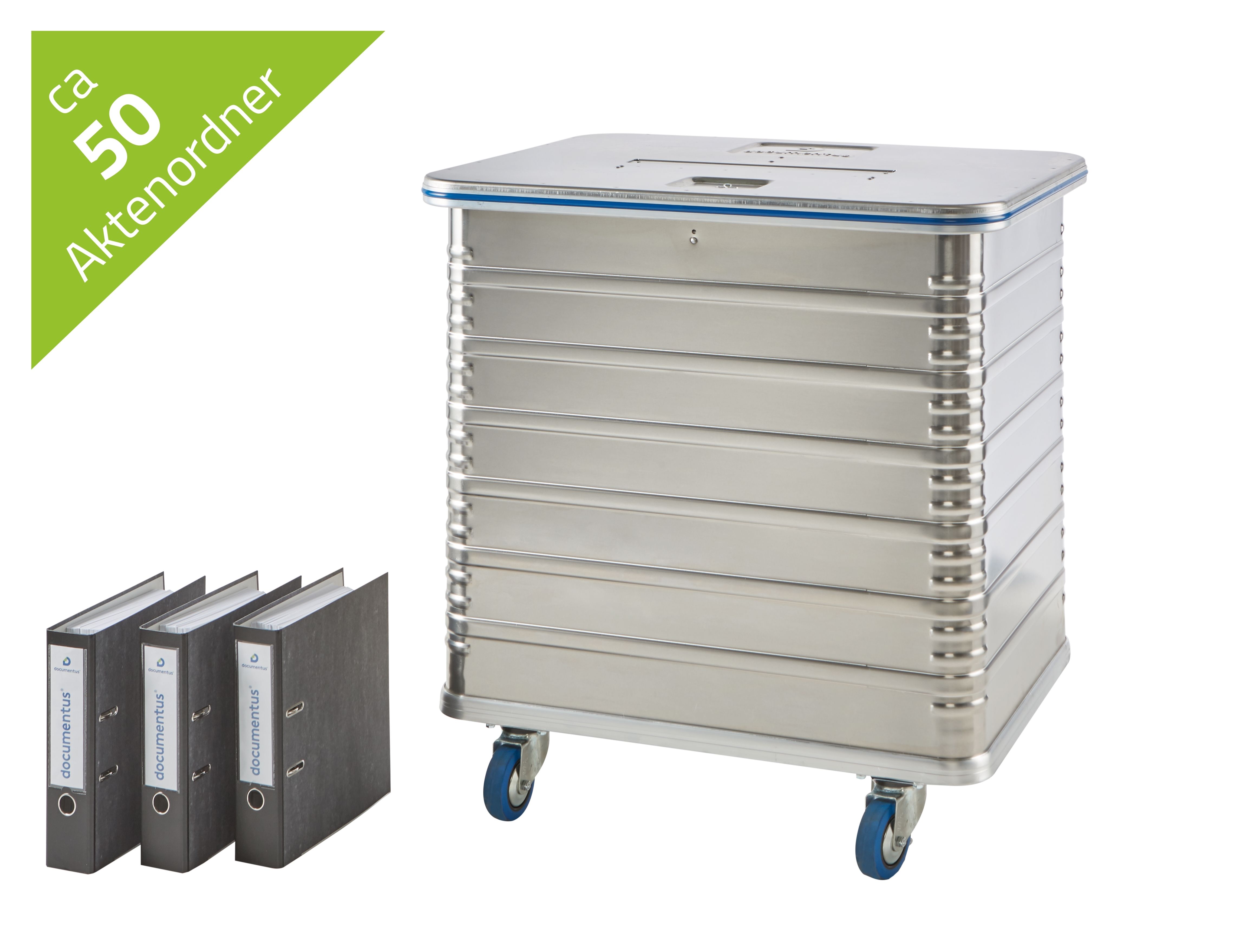 Sicherheitsbehälter 350 Liter für die Aktenvernichtung.